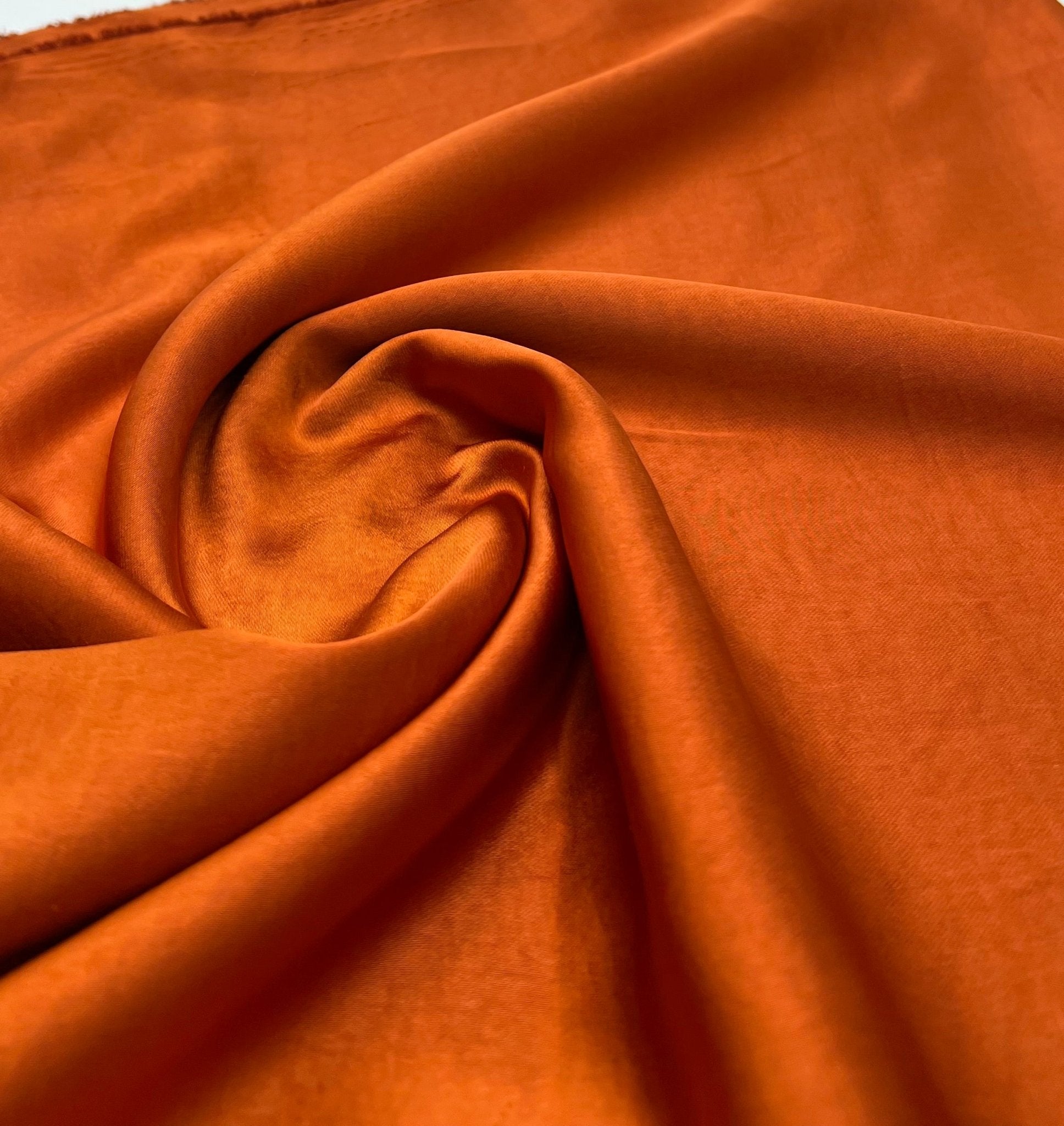 Burnt Orange Recycled Satin 160GSM Dress Craft Non Stretch Fabric - T9 Fabrics